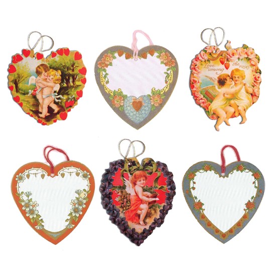 Set of 6 Extra Large Mixed Valentine Heart Gift Tags ~ England